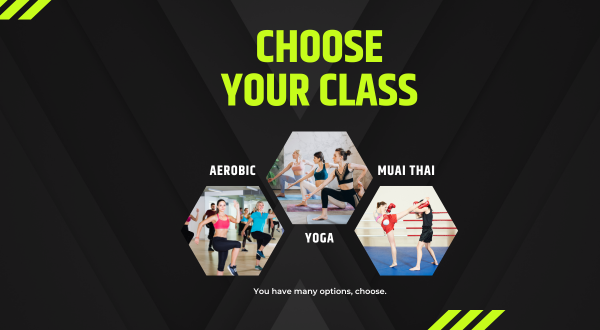 Black and Green Modern Choose Your Sport Class Instagram Post