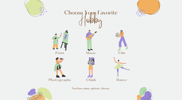 Pastel Colorful Abstract Cute Illustration Choose Your Favorite Hobby Facebook Post