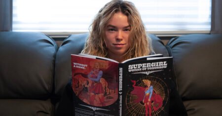 <div>First poster for Supergirl reveals near-full look at the DC comic book hero’s outfit – and puts a rebellious spin on Superman’s ‘look up’ tagline</div>
